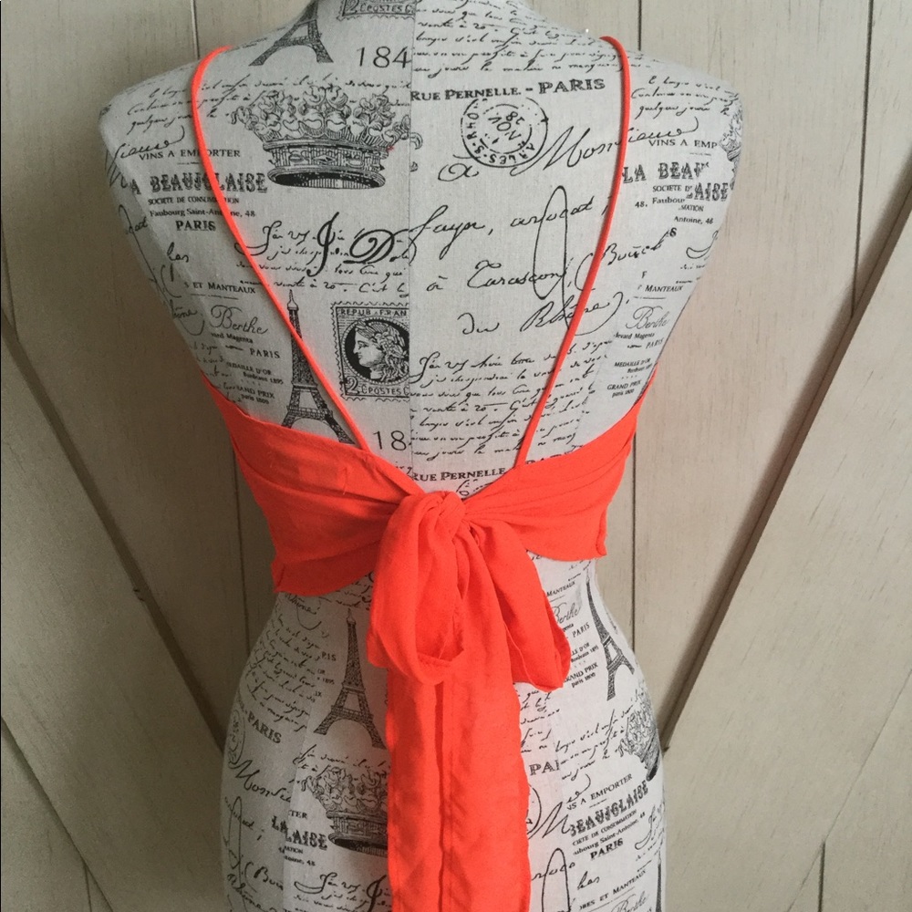 🍊🍊ASOS TALL Neon Orange Tie-back Top🍊🍊